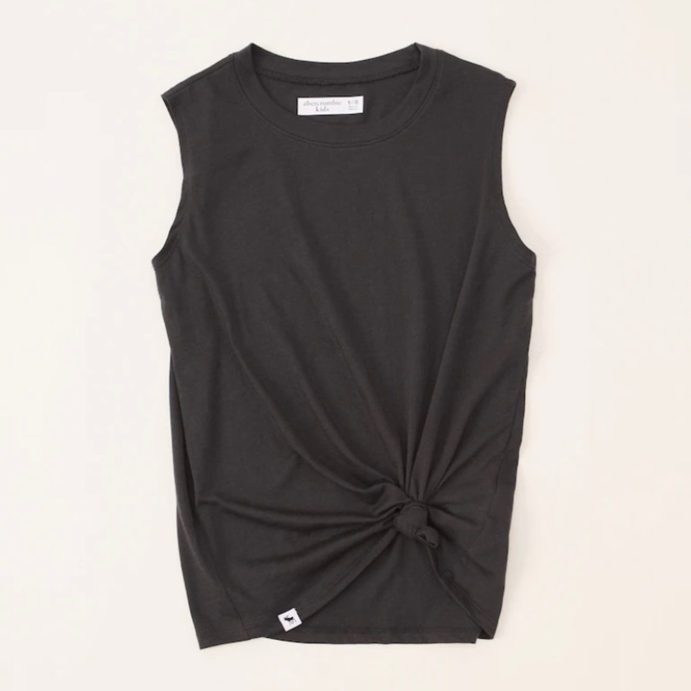 Front Knot Black Tank